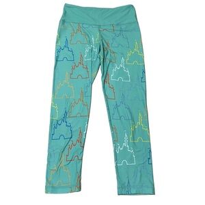 Disney Castle Active Stretch Crop Leggings Women’s XS Green Print Athletic